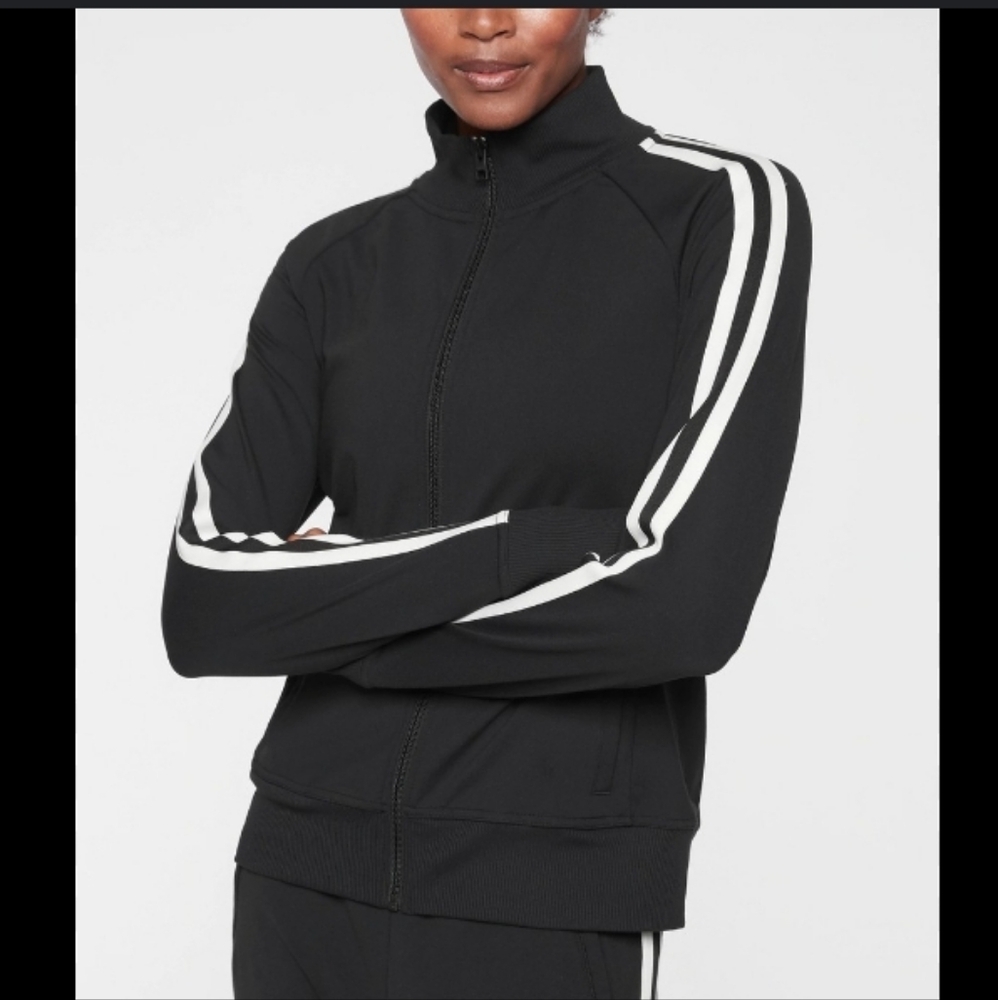 Athleta Circa Track Jacket Retro Stripe Athletic Athleisure
